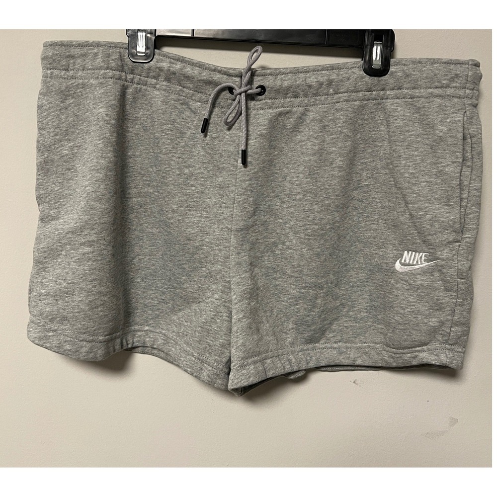 Nike Sweat Shorts Womens XL Grey Pre-owned Fleece Drawstring Pockets Casual